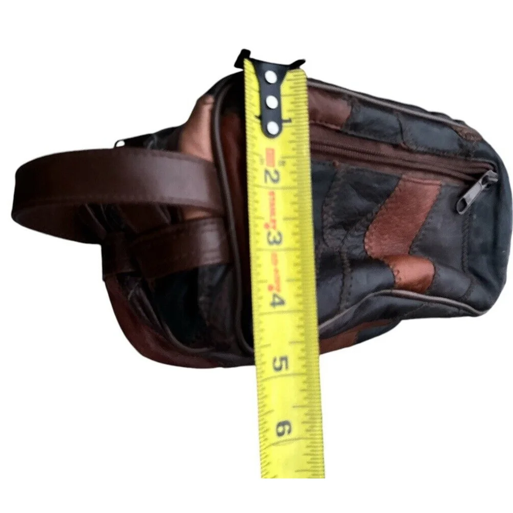 Vintage Leather Patchwork Travel Toiletry Bag Kit Men Case Multi Compartments